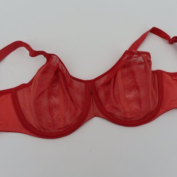 Chantelle 30H US Underwire Bra Coral Orange Lace Revele Moi Perfect FIt C15710 - Picture 7 of 15